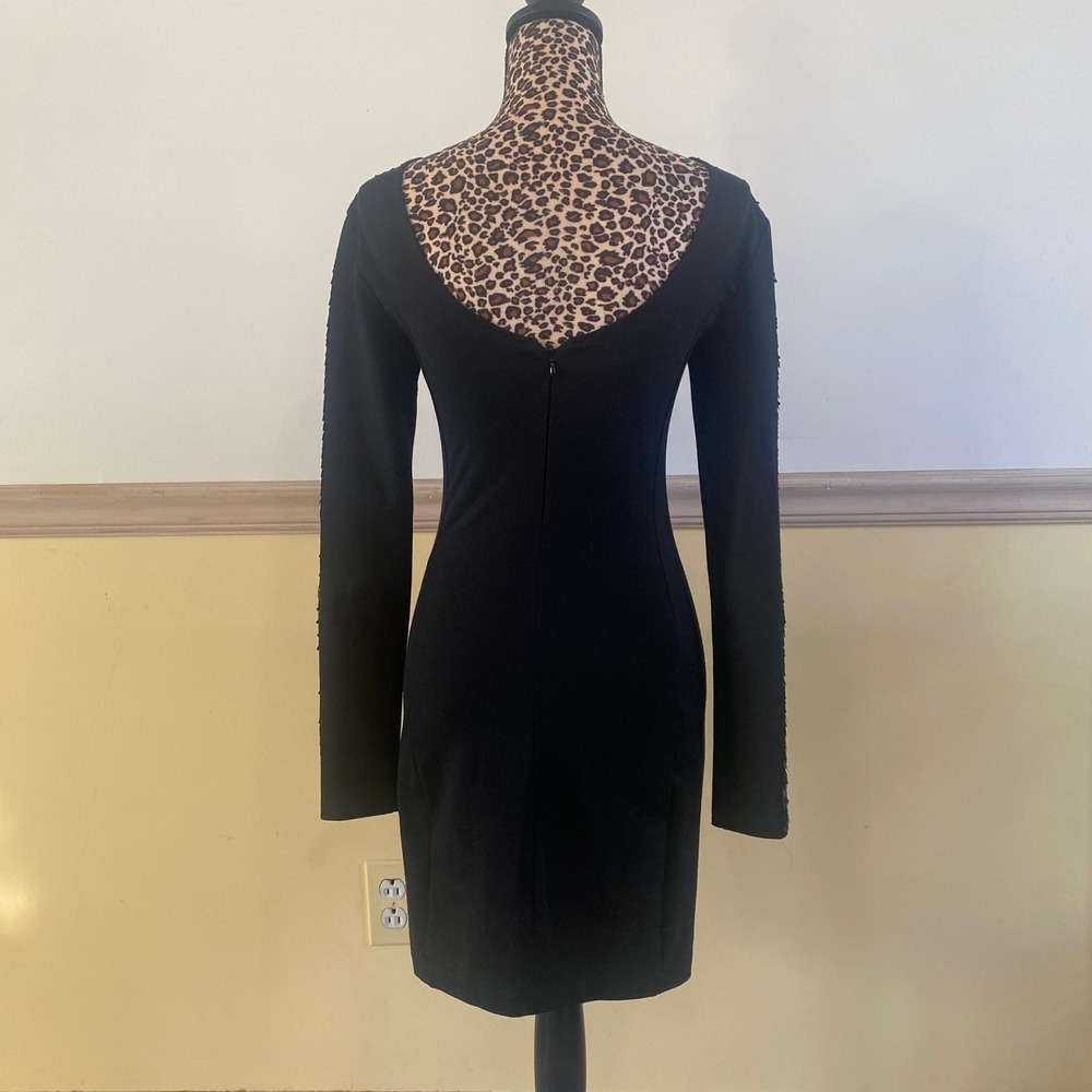 Armani Exchange Black‎ Long Sleeve Sequin Sleeve Scoop Back Cocktail Dress S P - Picture 3 of 5